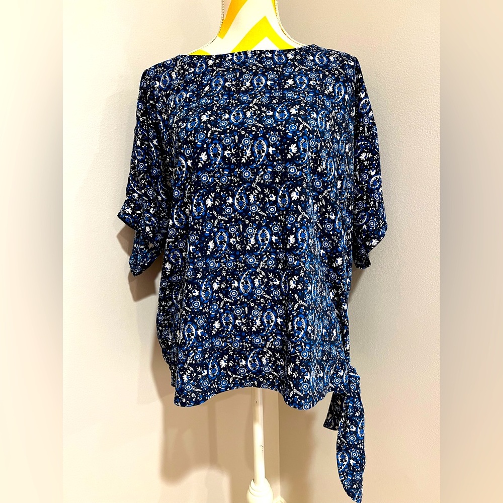 Michael Kors 1X Blue Paisley Blouse